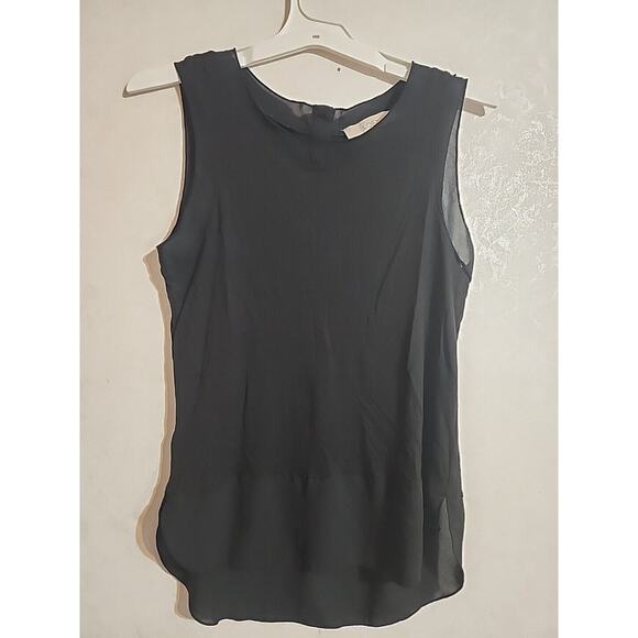 Ann Taylor Loft Tunic Top Black S Lightweight Sleeveless Button Back - Picture 1 of 5